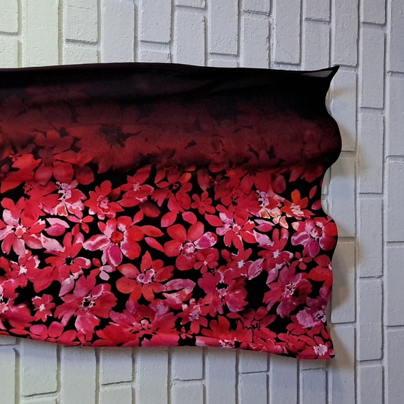 Bob Mackie Red/Pink/Black Floral Short Sleeve Maxi Dress. Size 2 XP - Picture 3 of 9